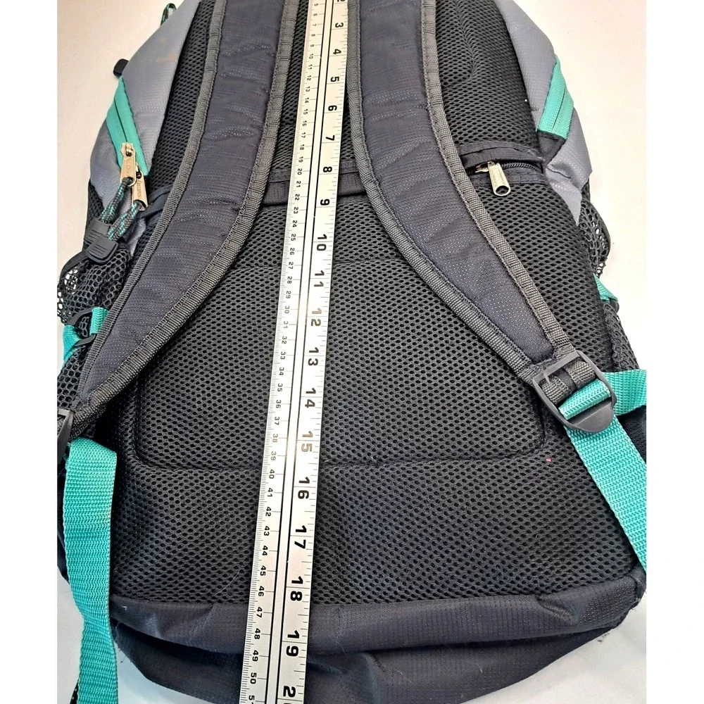 Eastsport Backpack Teal Black Dots Drawstring Multi Pockets 18x12 School Bag‎